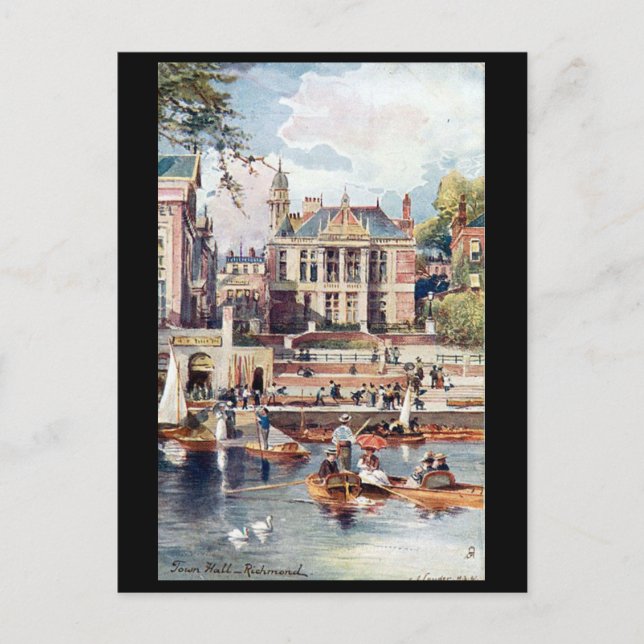 Old Postcard - Town Hall, Richmond, London. (Front)