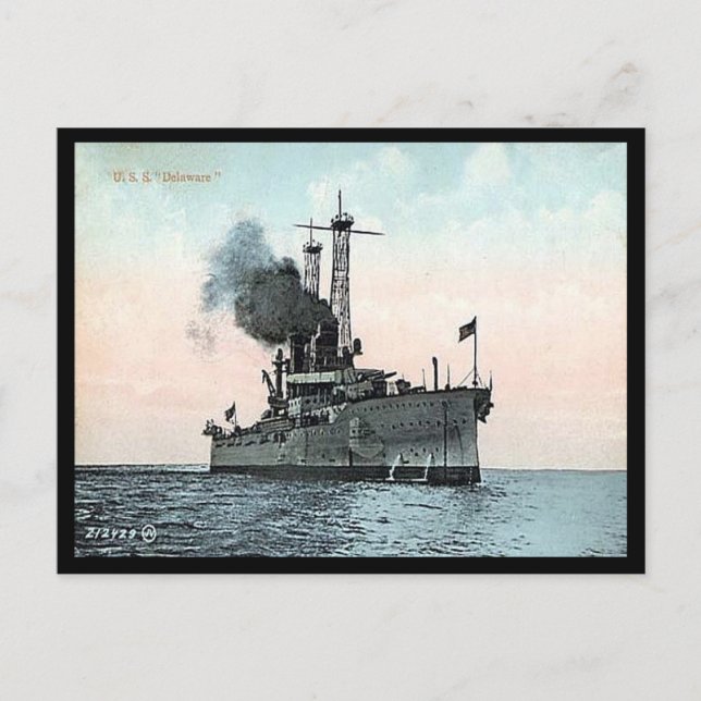 Old Postcard - US Battleship "Delaware". (Front)