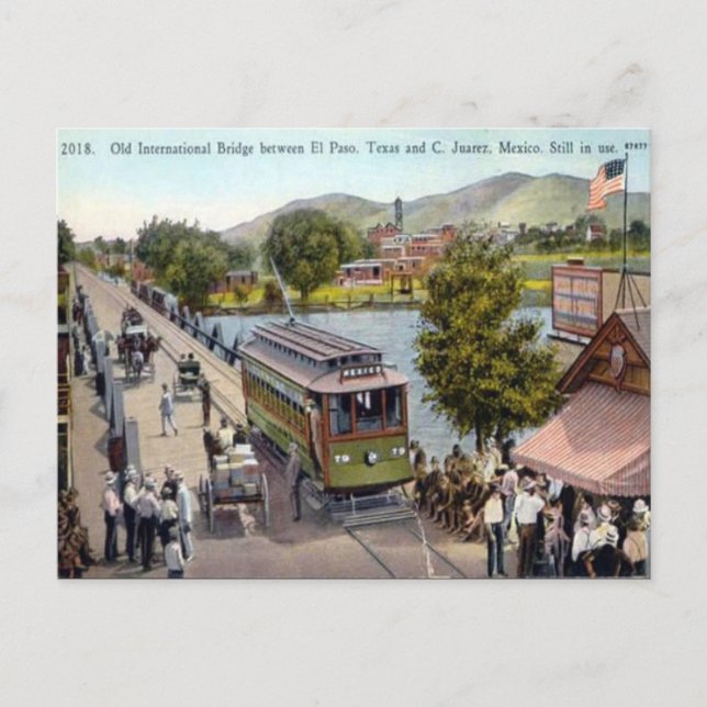 Old Postcard - USA-Mexico International Bridge (Front)