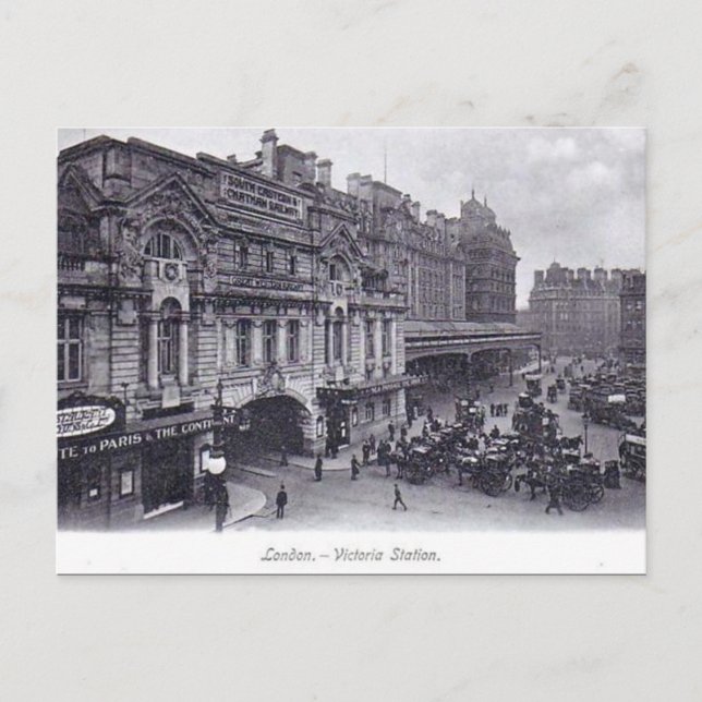 Old Postcard - Victoria Station, London (Front)