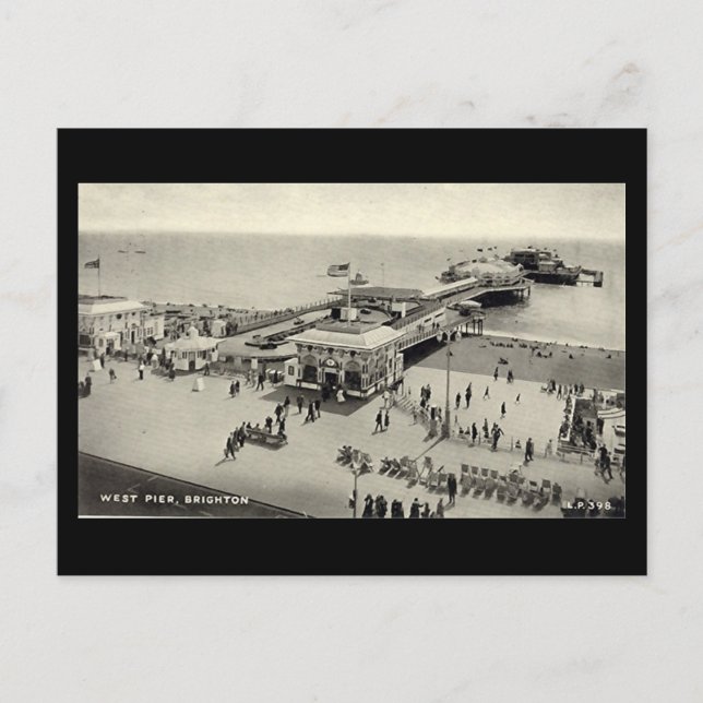 Old Postcard - West Pier, Brighton, Sussex (Front)
