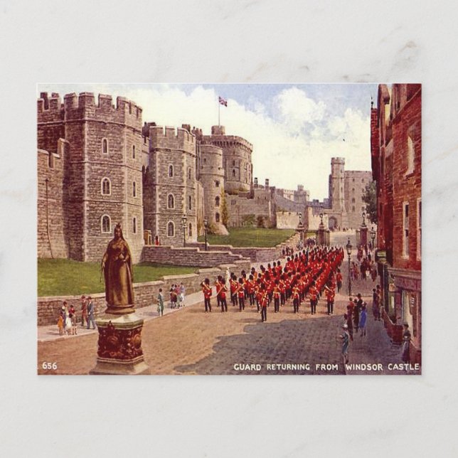 Old Postcard - Windsor Castle - the Guards (Front)