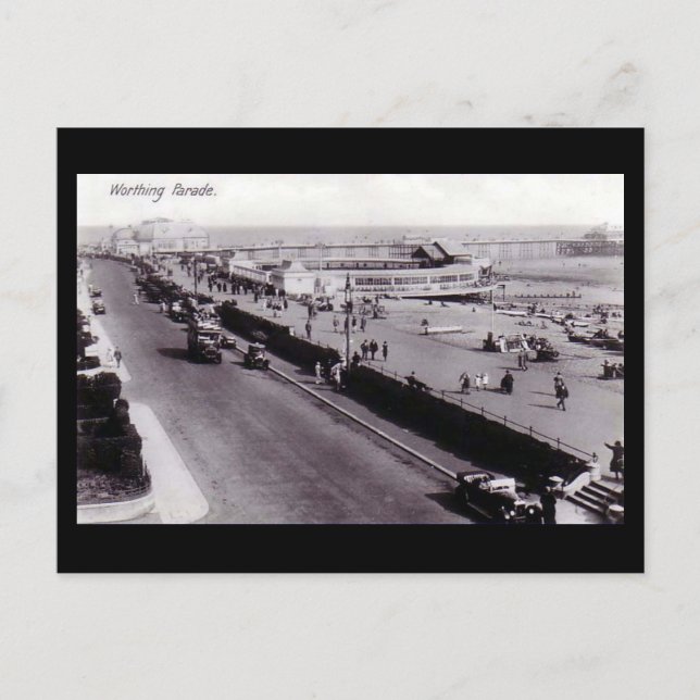 Old Postcard, Worthing Parade Postcard (Front)