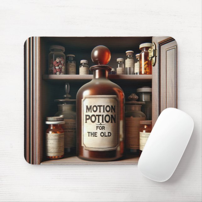 Old Potion Bottle In a Medicine Cabinet Mouse Mat (With Mouse)