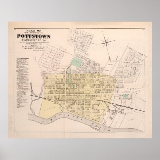 Old Pottstown PA Map (1871)  Poster (Front)