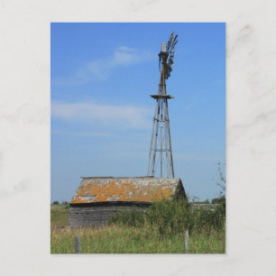 Old Prairie Windmill Postcard