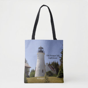 Old Presque Isle Lighthouse all over tote bag