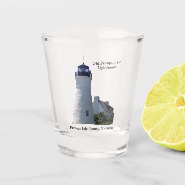 Old Presque Isle Lighthouse shot glass (Front)