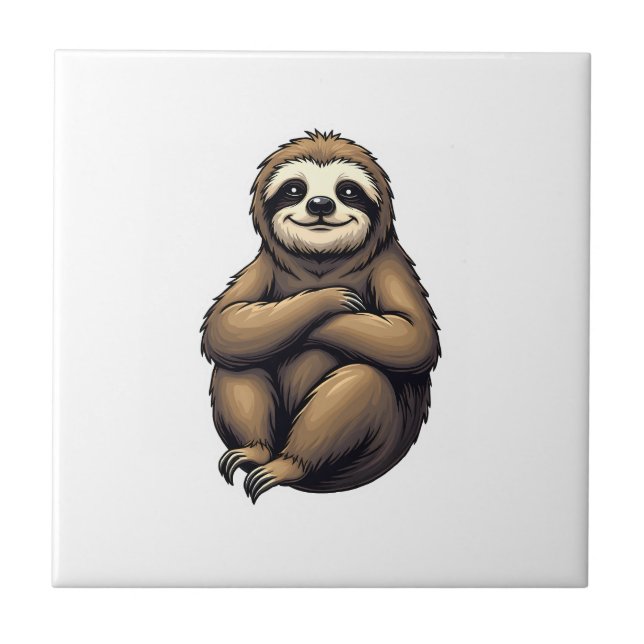 Old Print Sloth Art Vintage Graphic 2 Tile (Front)