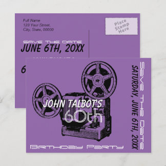 Old Projector 60th birthday Party Save the Date Announcement Postcard