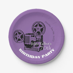 Old Projector 70th birthday Party Paper Plate