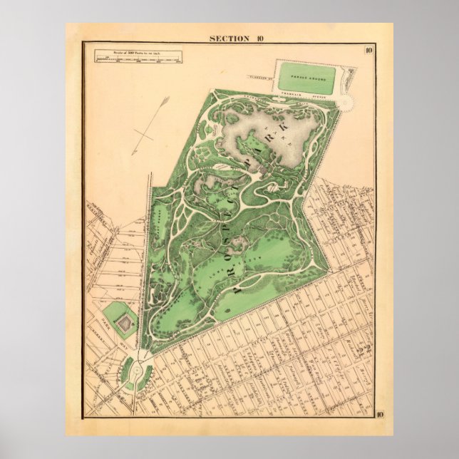 Old Prospect Park Map (1874) Vintage Brooklyn  Poster (Front)