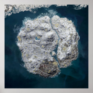 OLD PUBG Vikendi  Snow Map 8192x8192 Poster