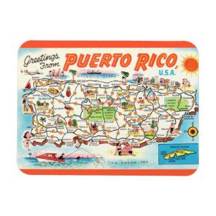 Old Puerto Rico Map Magnet