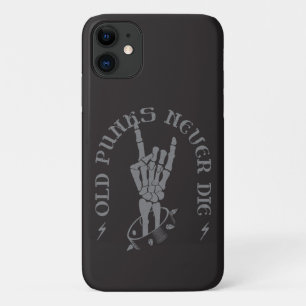 OLD PUNKS NEVER DIE - Retro Skeleton Rock On Hand  iPhone 11 Case