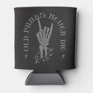 Old Punks Never Die Skeleton Rock On Gothic Can Cooler