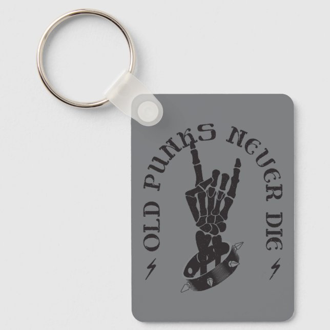 Old Punks Never Die Skeleton Rock On Gothic  Key Ring (Front)