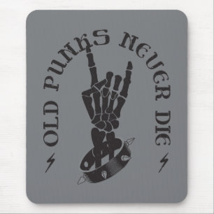 Old Punks Never Die Skeleton Rock On Gothic  Mouse Mat