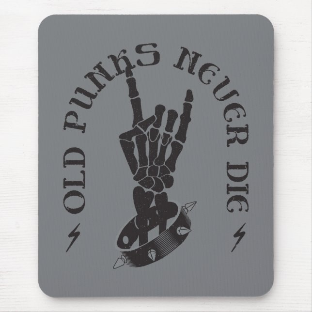 Old Punks Never Die Skeleton Rock On Gothic  Mouse Mat (Front)