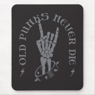 Old Punks Never Die Skeleton Rock On Gothic Mouse Mat