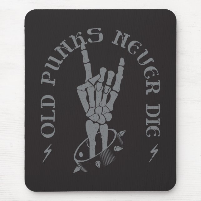 Old Punks Never Die Skeleton Rock On Gothic  Mouse Mat (Front)
