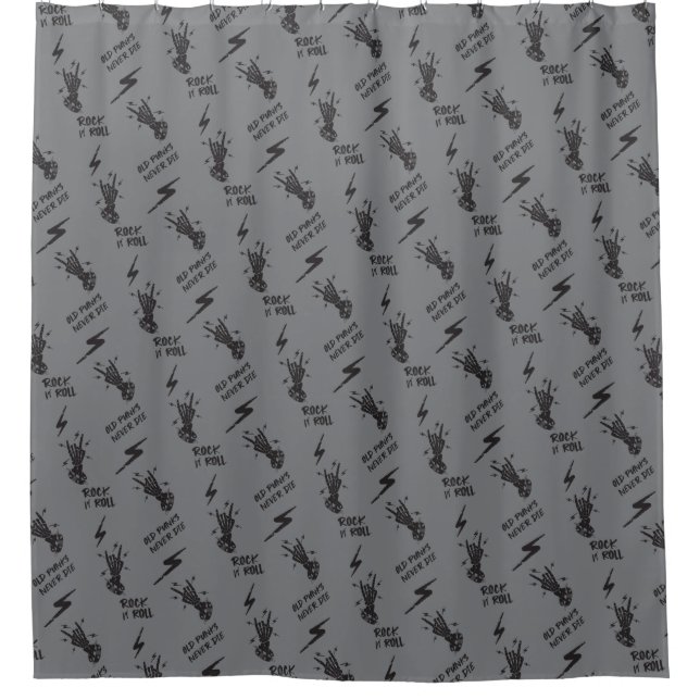 Old Punks Never Die Skeleton Rock On Gothic  Shower Curtain (Front)