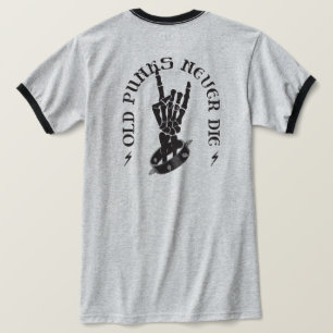 Old Punks Never Die Skeleton Rock On Gothic  T-Shirt