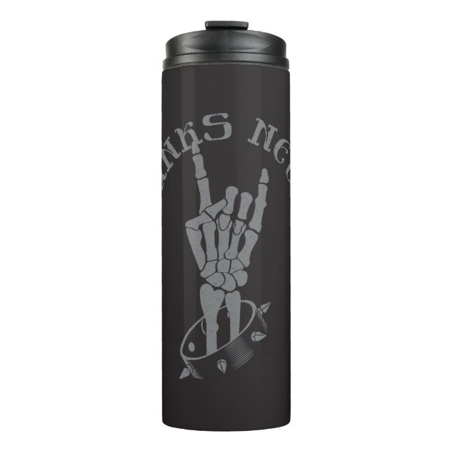 Old Punks Never Die Skeleton Rock On Gothic  Thermal Tumbler (Front)