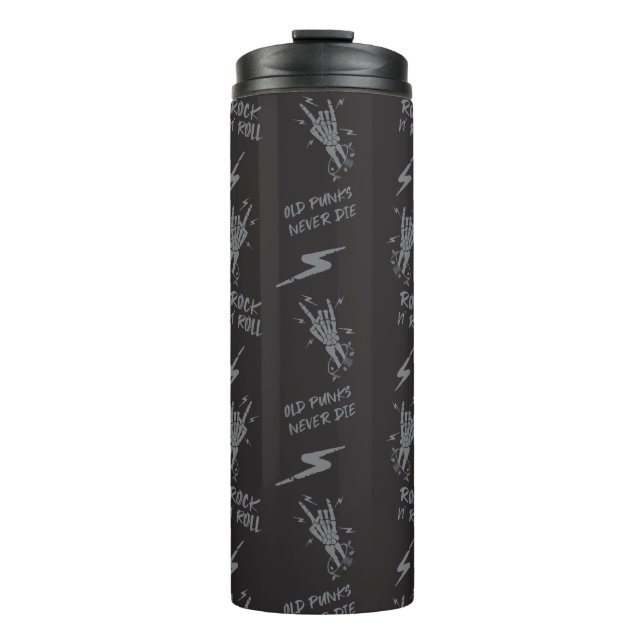 Old Punks Never Die Skeleton Rock On Gothic  Thermal Tumbler (Front)