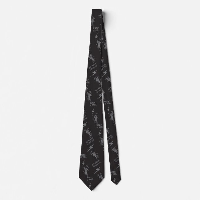 Old Punks Never Die Skeleton Rock On Gothic  Tie (Front)