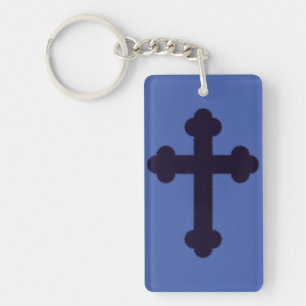Old purple christian cross key ring