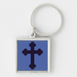 Old purple christian cross key ring