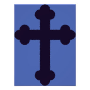 Old purple christian cross photo print