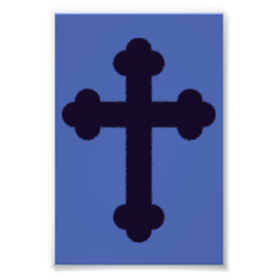 Old purple christian cross photo print