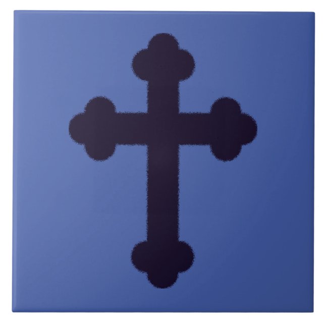 Old purple christian cross tile (Front)