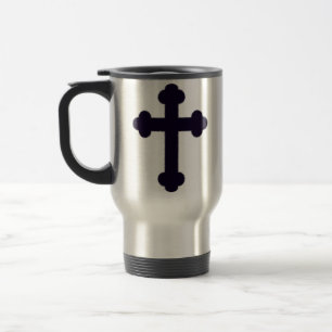 Old purple christian cross travel mug