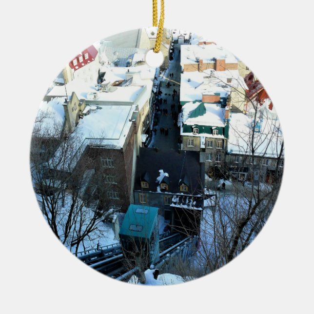 Old Quebec City, Quebec, Canada Ceramic Tree Decoration (Front)