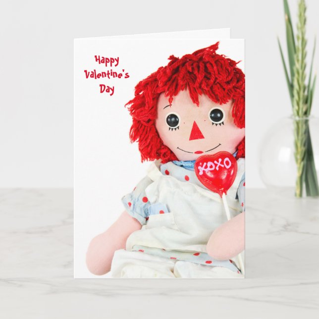 Old Rag Doll Valentine Holiday Card (Front)