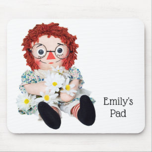 old rag doll with daisies mouse mat