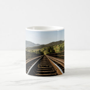 Old railroad railway bridge nature scenery coffee mug