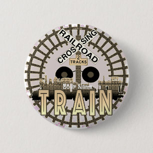 Old Railroad Train   6 Cm Round Badge