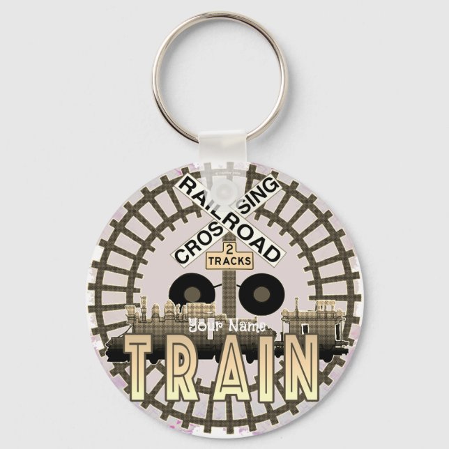Old Railroad Train  Key Ring (Front)