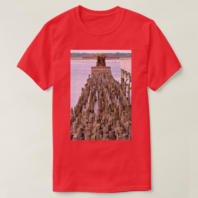 Old Railroad Trestle Pilings T-Shirt (Design Front)