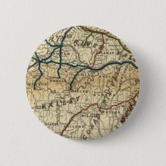 Old Railway Map 6 Cm Round Badge (Front)