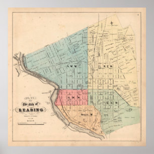 Old Reading PA Map (1877)  Poster