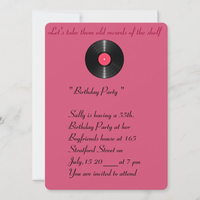 Old records birthday invitation. invitation (Front)