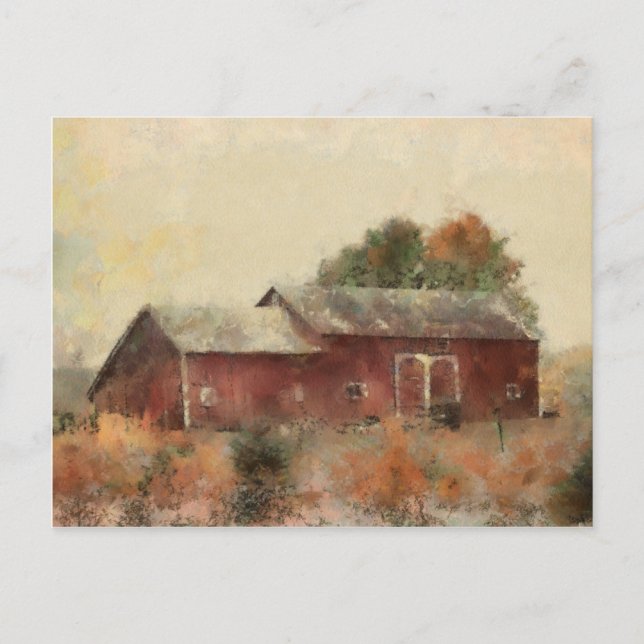 Old Red Barn Landscape Postcard (Front)