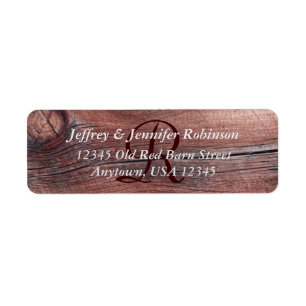 Old Red Barn Siding Rustic Address Label Monogram