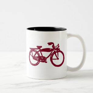 Old red bike design Two-Tone coffee mug