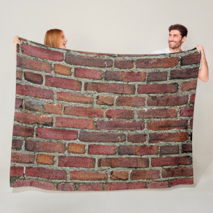 Old Red Brick Wall Fleece Blanket